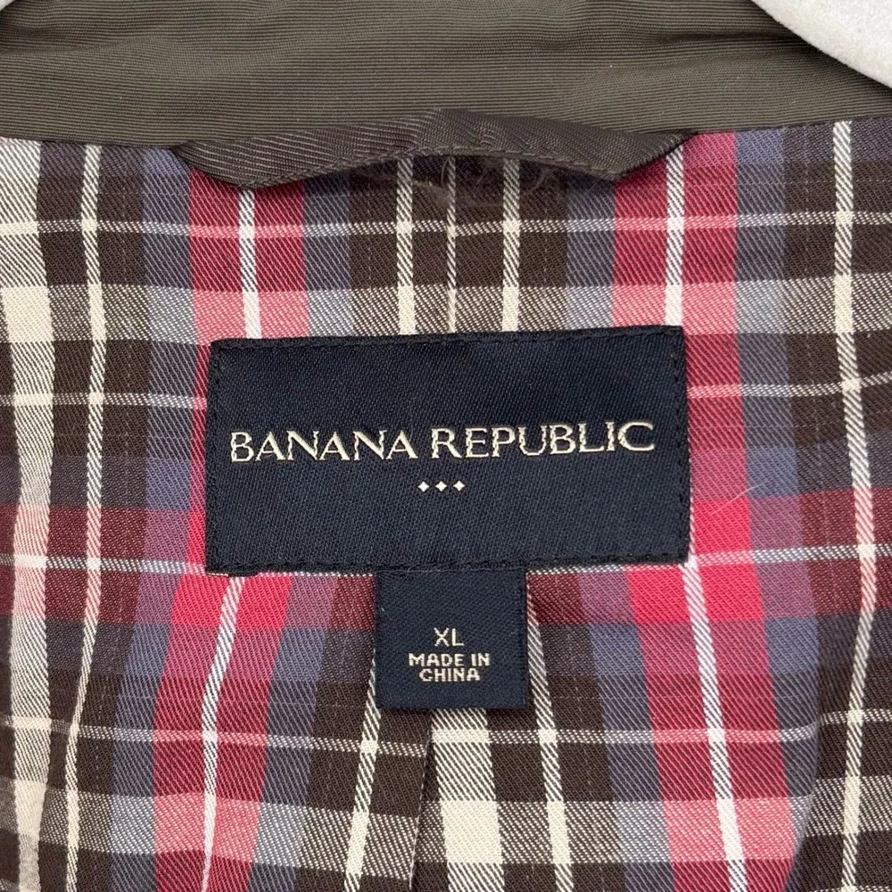 Banana Republic Quilted Barn Jacket Sz XL Olive Green Plaid Lined Classic Preppy
